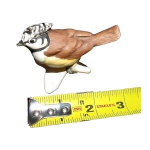 Goebel Crested Tit 38027 Porcelain Vintage Ceramic Bird Figurine Germany 2.5”